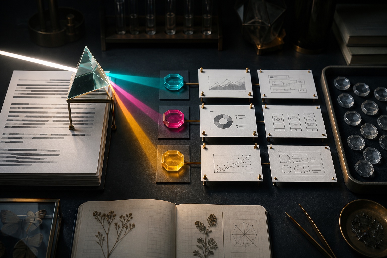 Job-post language refracted into selected concepts and matched to project evidence