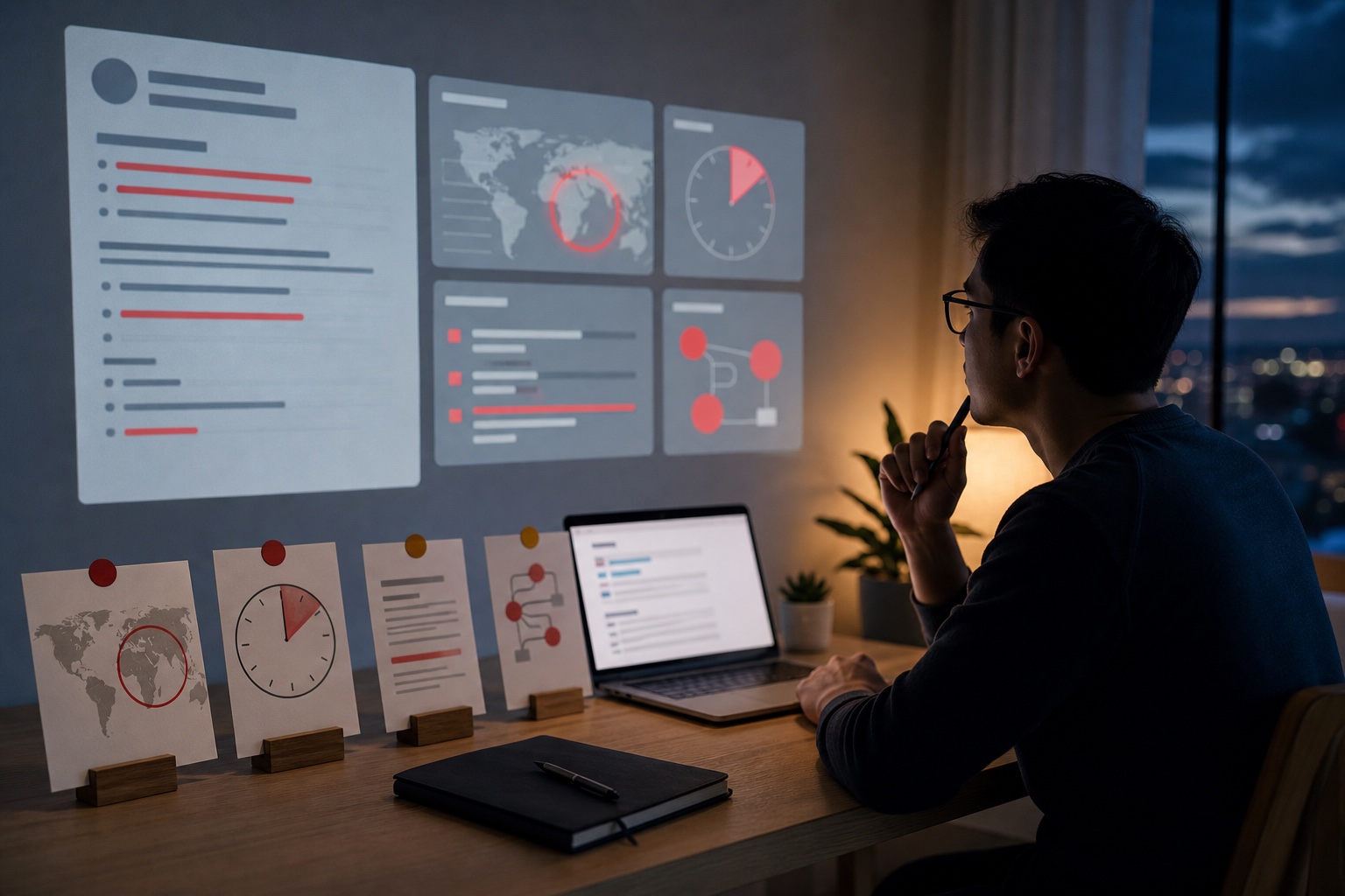 Remote worker screening a job post for location, time, clarity, and scam signals