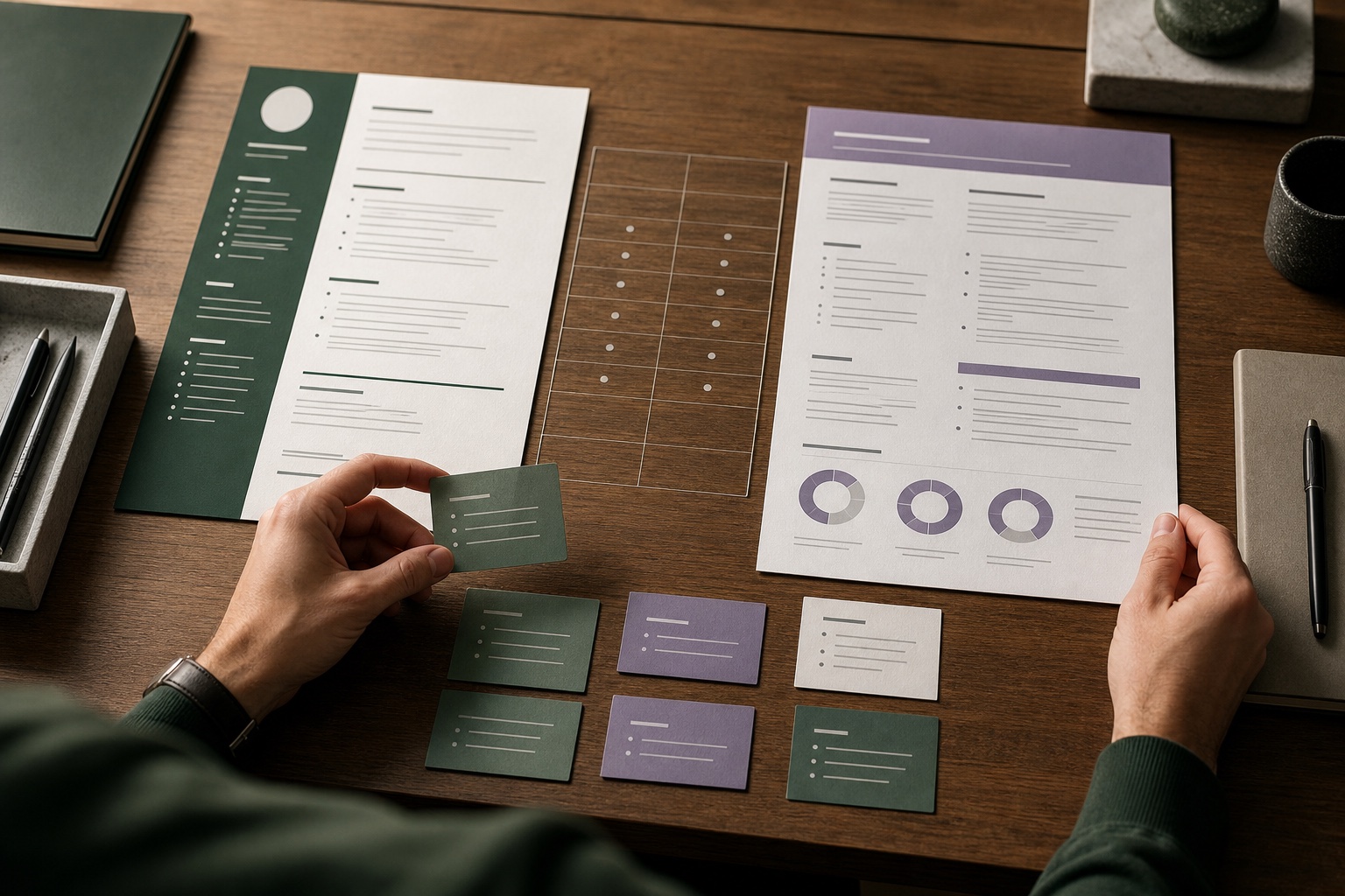Two resume versions compared with evidence cards and a transparent rubric