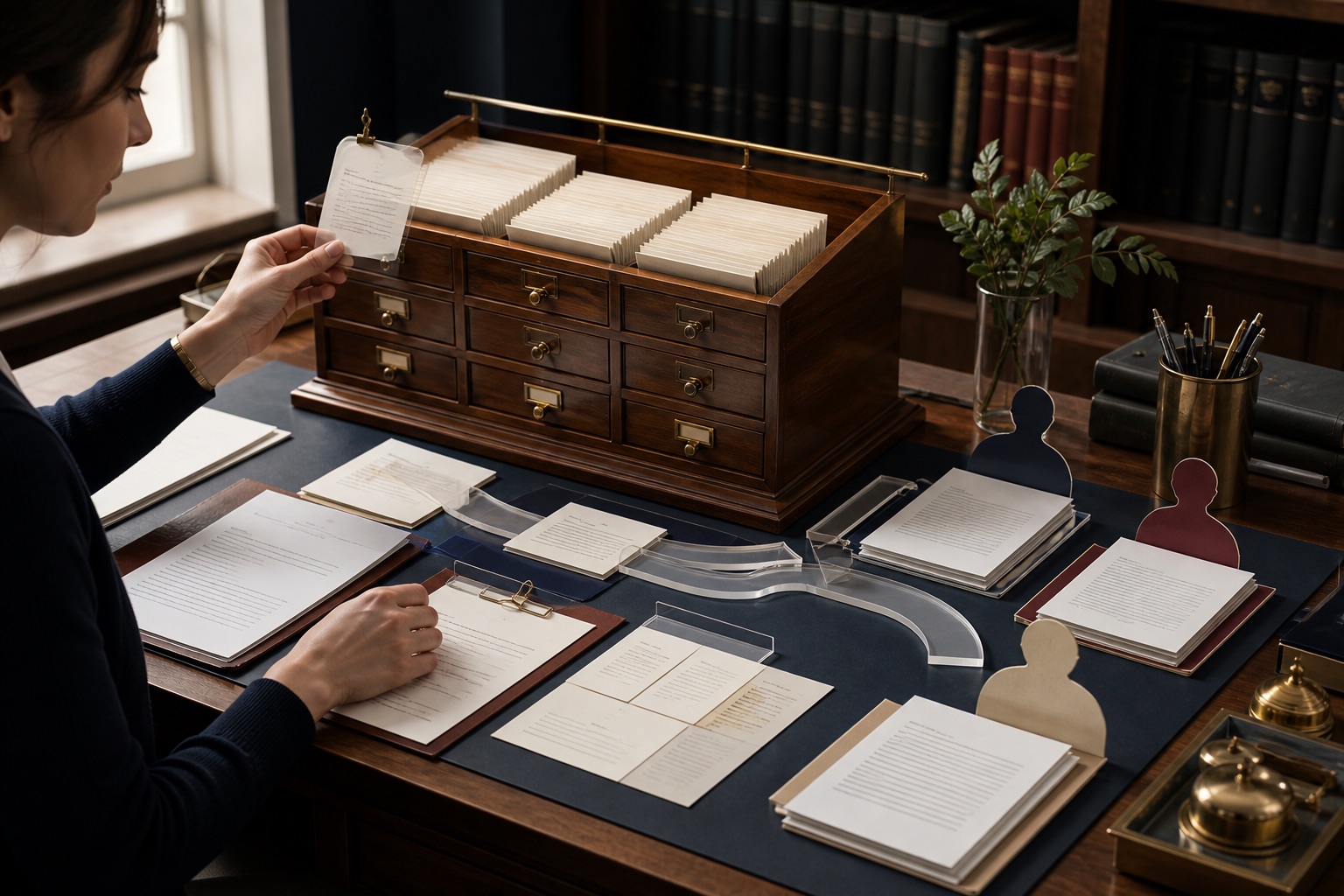 A professional selecting verified evidence from one archive for several distinct cover letters