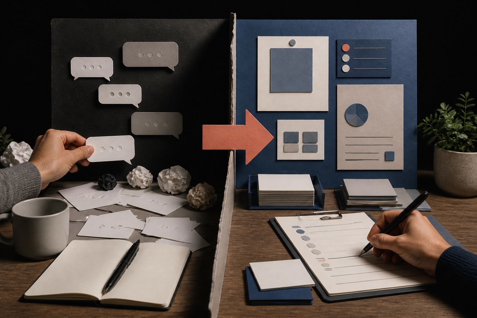An open-ended chat interface compared with a structured application workspace