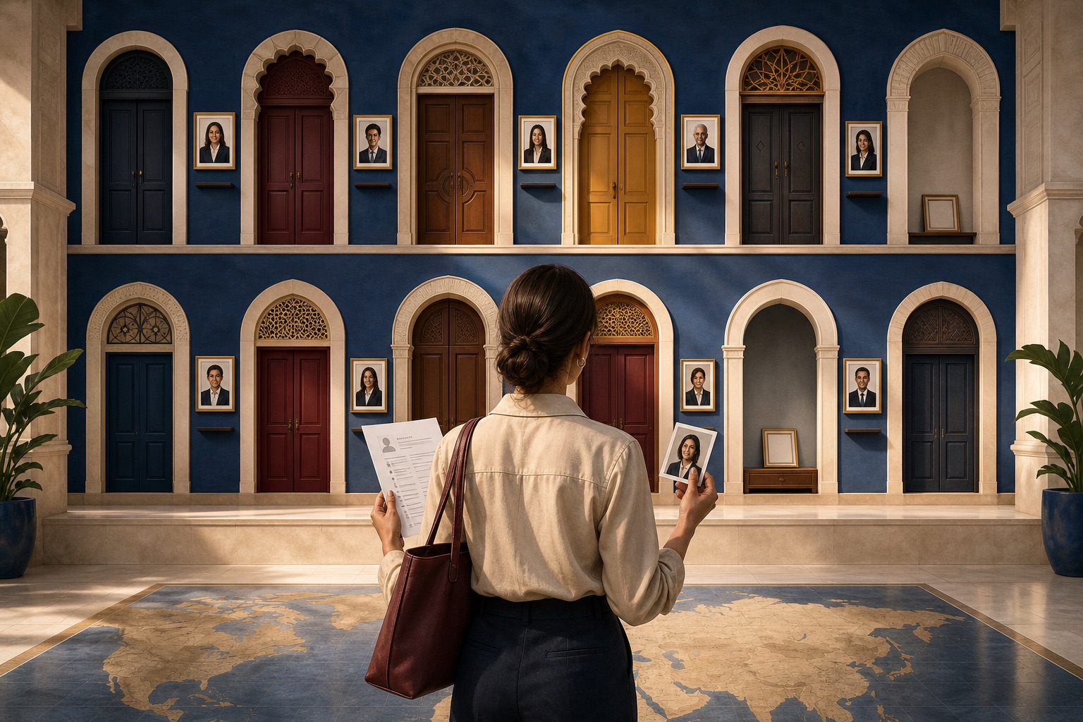 An international applicant comparing market-specific doors with and without CV portraits