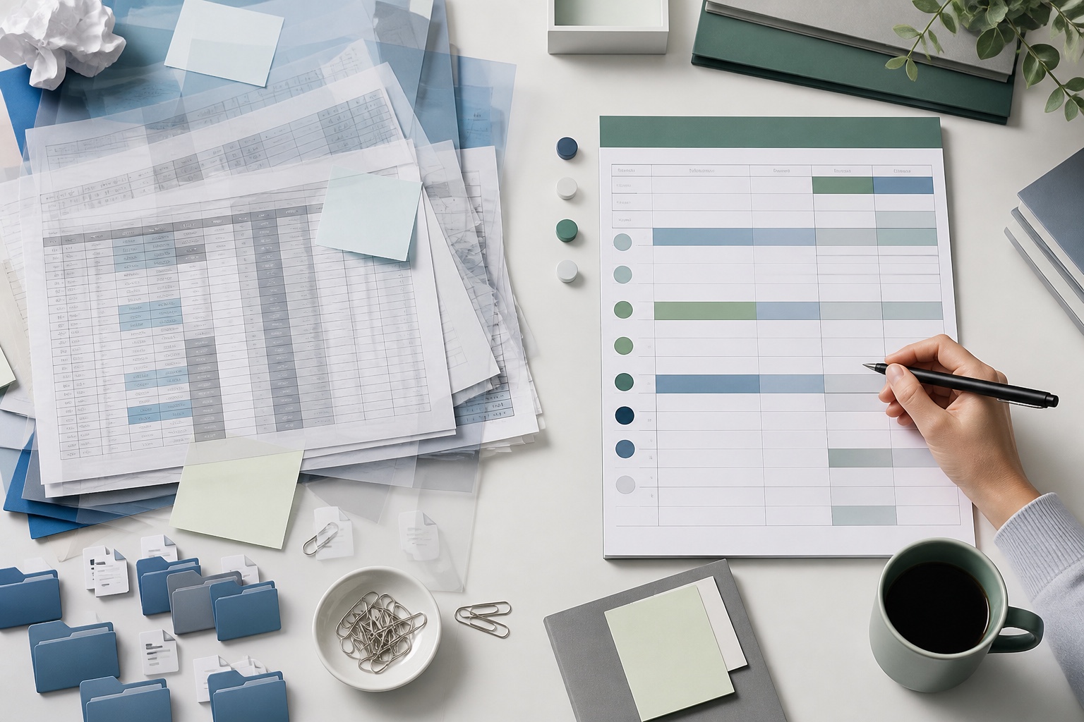 A cluttered spreadsheet tracker contrasted with a structured application system